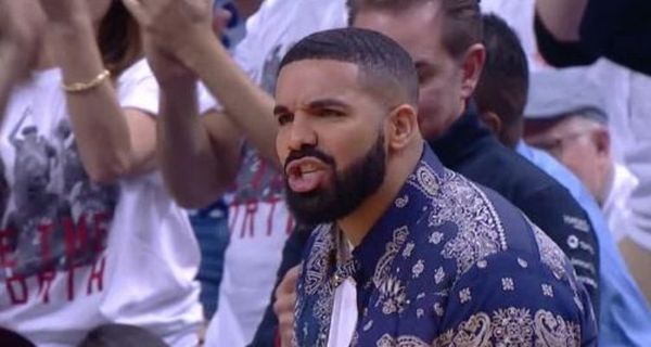 Drake Rocks Blue Jacket At Toronto Raptors Playoff Game :: Hip-Hop